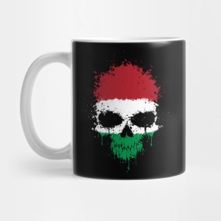 Chaotic Hungarian Flag Splatter Skull Mug
